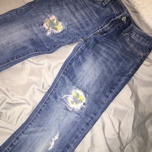 jeans with flower patches